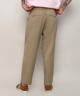 Men's Beige Solid Tailored Trousers