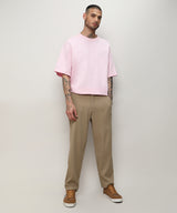 Men's Beige Solid Tailored Trousers