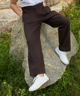 Men's Umber Brown Straight-Fit Tailored Trousers