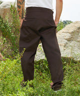 Men's Umber Brown Straight-Fit Tailored Trousers