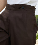Men's Umber Brown Straight-Fit Tailored Trousers