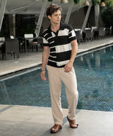 Men's Onyx Black & Chalk White Contrast-Block Polo Tshirt