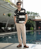 Men's Onyx Black & Chalk White Contrast-Block Polo Tshirt