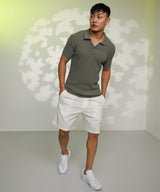 Men's Moss Green Swirl-Textured Polo Tshirt