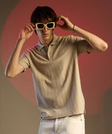 Men's Saltbox Beige Chevron Polo Tshirt