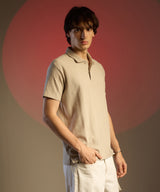 Men's Saltbox Beige Chevron Polo Tshirt