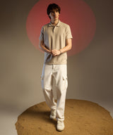 Men's Saltbox Beige Chevron Polo Tshirt
