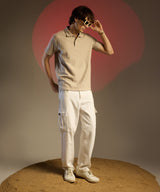 Men's Saltbox Beige Chevron Polo Tshirt