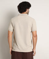 Campus Sutra Men's Saltbox Beige Chainlink-Ribbed Polo Tshirt