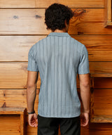 Campus Sutra Men's Icy Blue Wicker-Tactitle Polo Tshirt