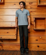 Campus Sutra Men's Icy Blue Wicker-Tactitle Polo Tshirt
