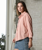 Women's Peach Pink Rhombus-Tactile Oversized Shirt