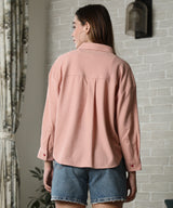 Women's Peach Pink Rhombus-Tactile Oversized Shirt