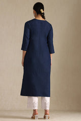 Women's Indigo Denim Geometric Print Kurta