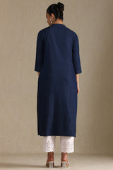 Women's Indigo Denim Floral Print Kurta