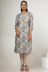 Women's Beige Rayon Ethnic Motifs Kurta