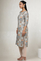 Women's Beige Rayon Ethnic Motifs Kurta