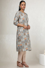 Women's Beige Rayon Ethnic Motifs Kurta