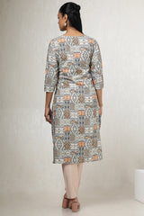 Women's Beige Rayon Ethnic Motifs Kurta