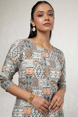 Women's Beige Rayon Ethnic Motifs Kurta