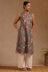 Women's Earth Cotton Flex Floral Print Kurta