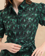 Women's Green Casual Half Sleeves Dress