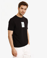 Men's Black Casual Regular Fit Printed Half Sleeves Tshirt