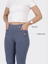 Women's Blue Casual Solid Pant