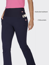 Women's Blue Solid Sports High Rise Pant - Tall
