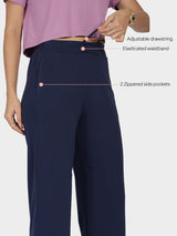 Women's Blue Solid Sports High Rise Pant - Tall