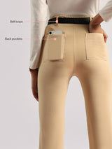 Women's Beige Solid Sports High Rise Pant