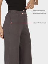 Women's Gray Solid Sports High Rise Pant