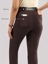 Women's Brown Solid Sports High Rise Pant - Tall
