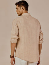 Men's Brown Casual Regular Fit Solid Full Sleeves Shirt