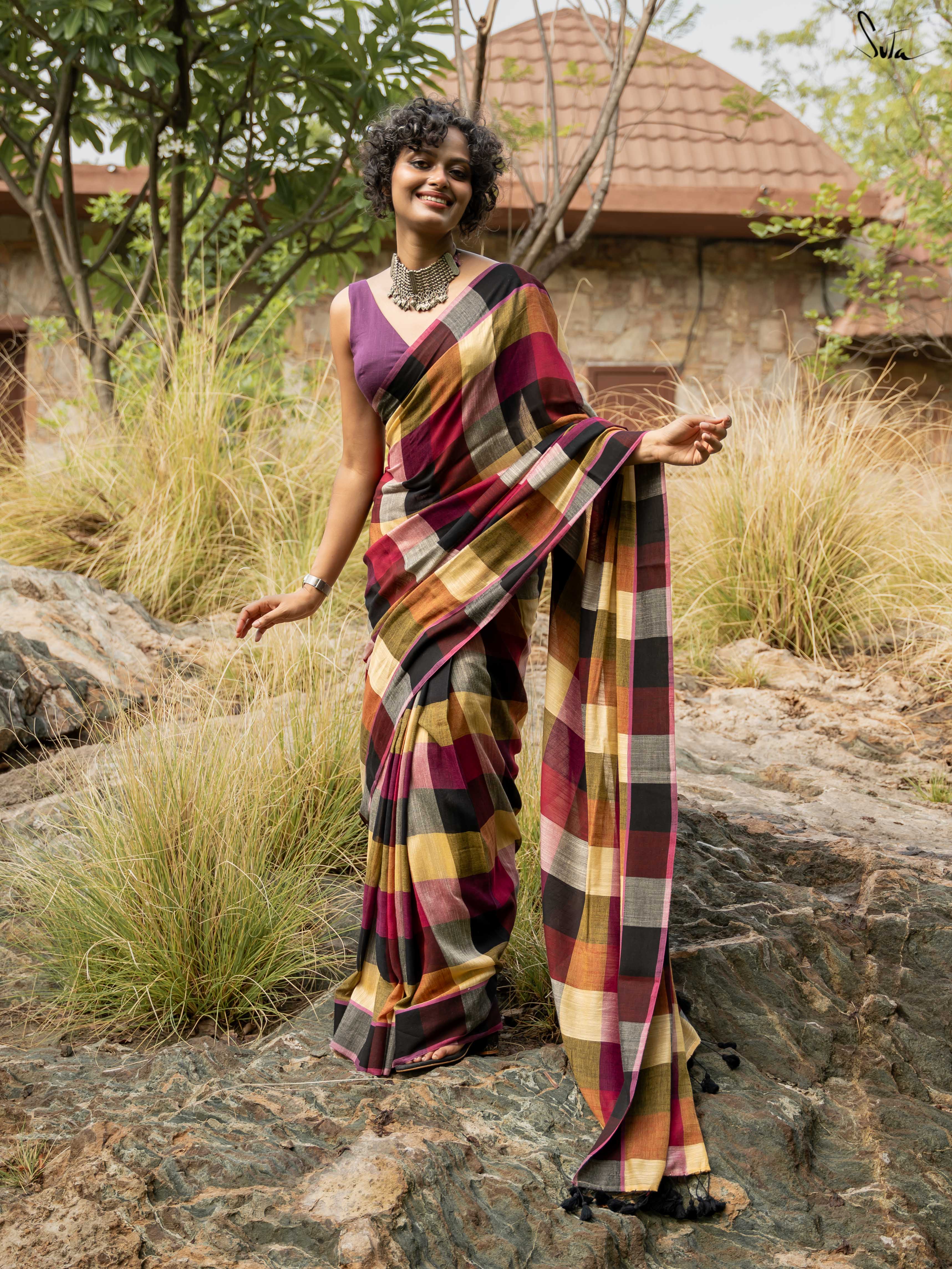 Women's Multicolor Slub Saree