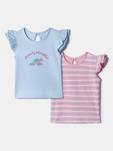 Girls Multicolor Cotton Printed Top - Pack of 2