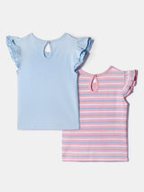 Girls Multicolor Cotton Printed Top - Pack of 2
