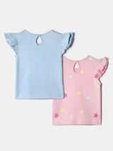Girls Multicolor Cotton Printed Top - Pack of 2