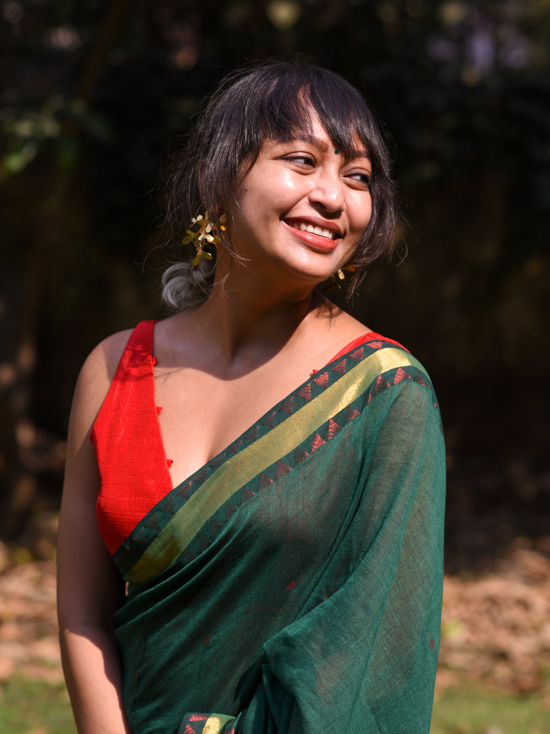 Women's Green Pure Cotton Saree