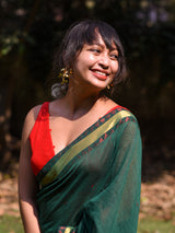 Women's Green Pure Cotton Saree