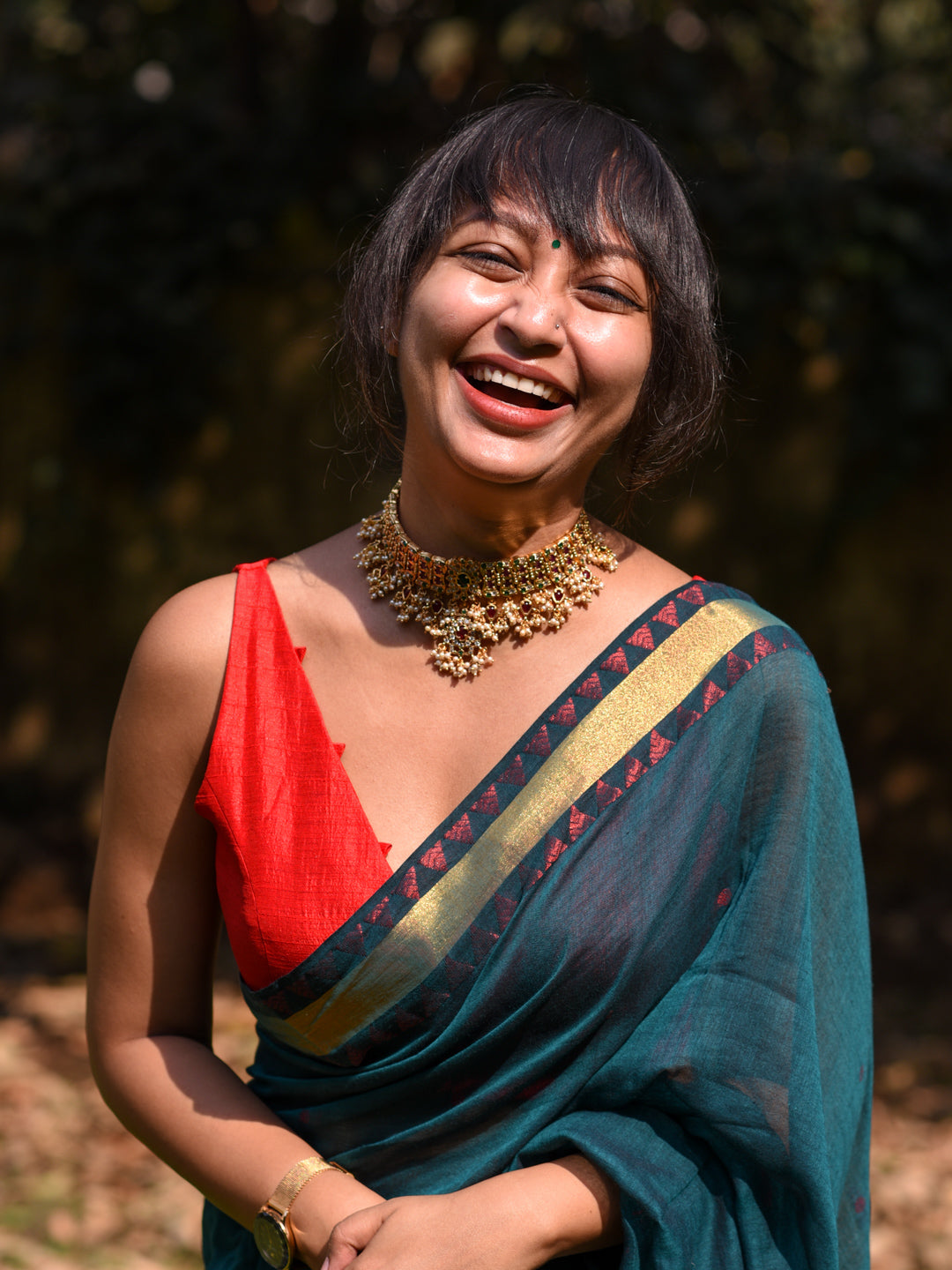 Women's Blue Pure Cotton Saree