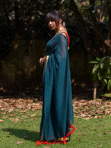 Women's Blue Pure Cotton Saree