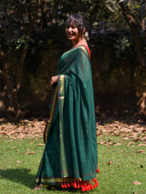 Women's Green Pure Cotton Saree