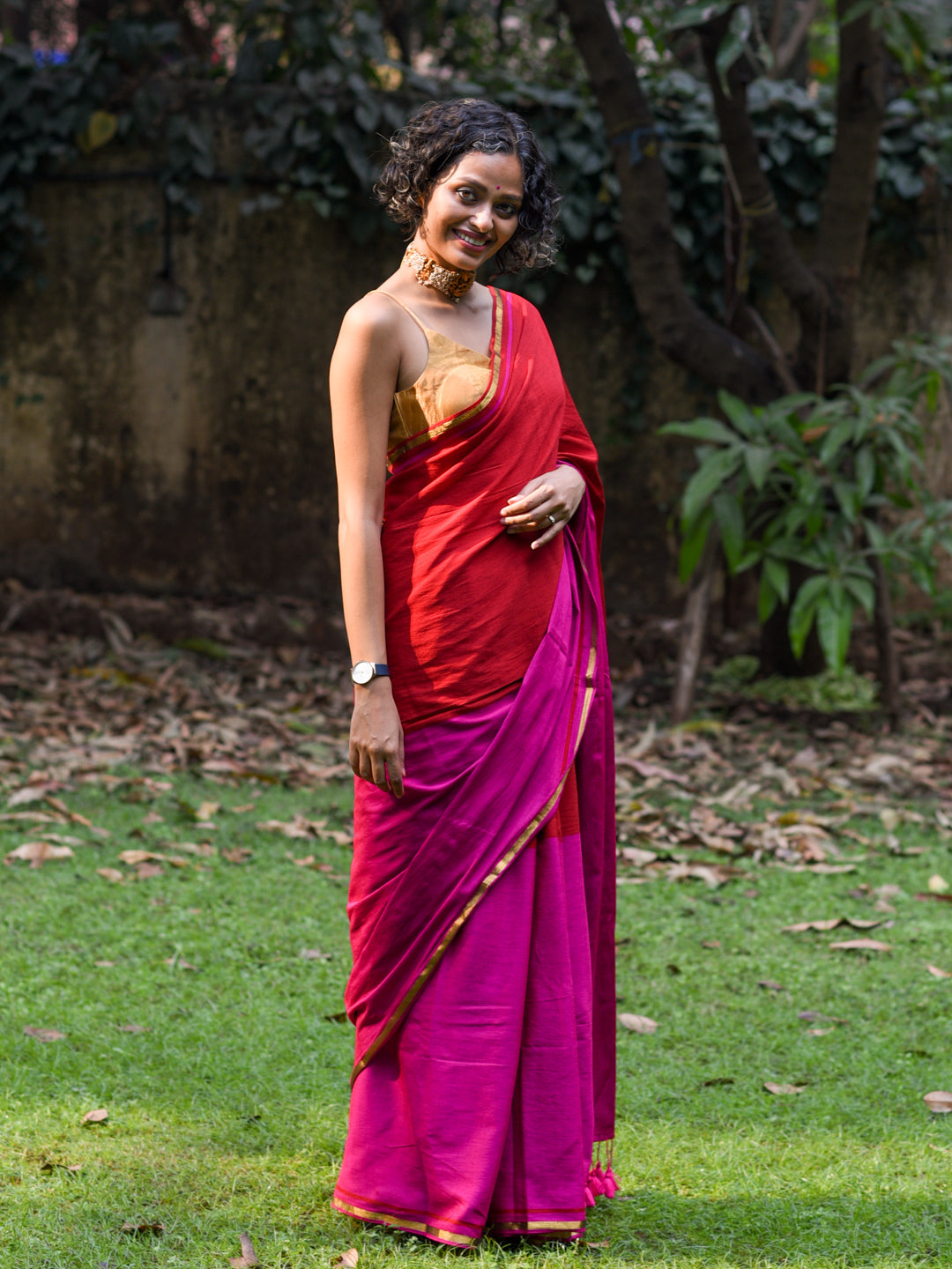 Women's Multicolor Cotton Blend Saree
