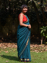 Women's Blue Pure Cotton Saree