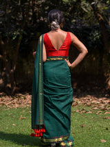 Women's Green Pure Cotton Saree