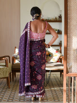 Women's Purple Pure Cotton Saree