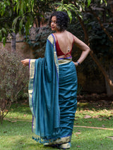 Women's Blue Pure Cotton Saree