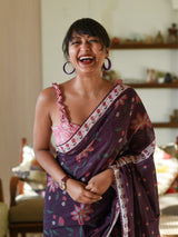 Women's Purple Pure Cotton Saree
