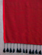 Women's Red Cotton Blend Saree